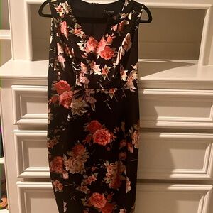 Floral Black and Red Dress